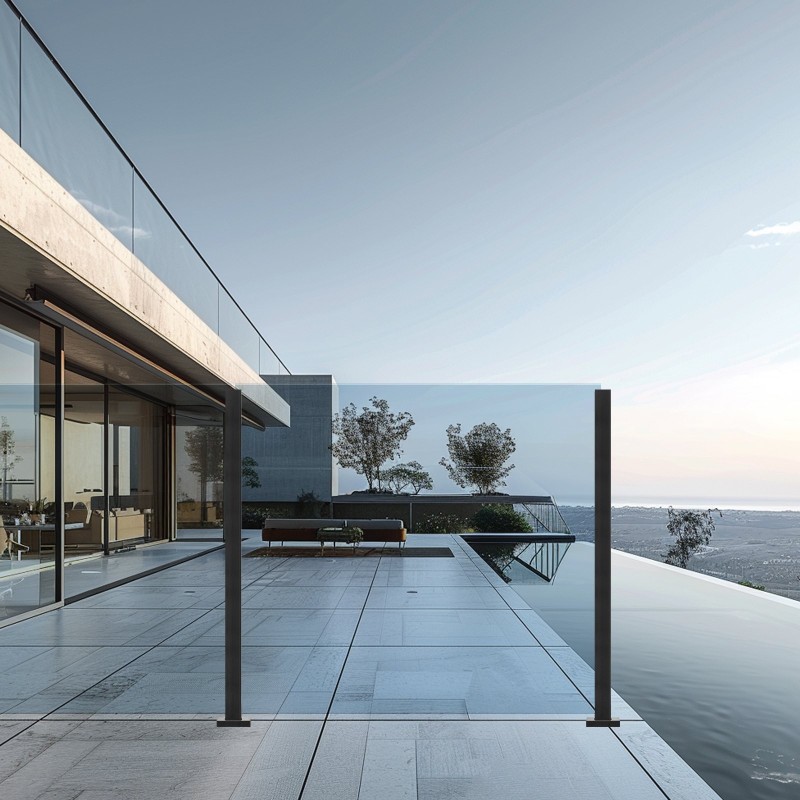 Lasikiinnike SUS304-ruostumatonta terästä 1050 mm 10–12 mm lasille 1 kpl