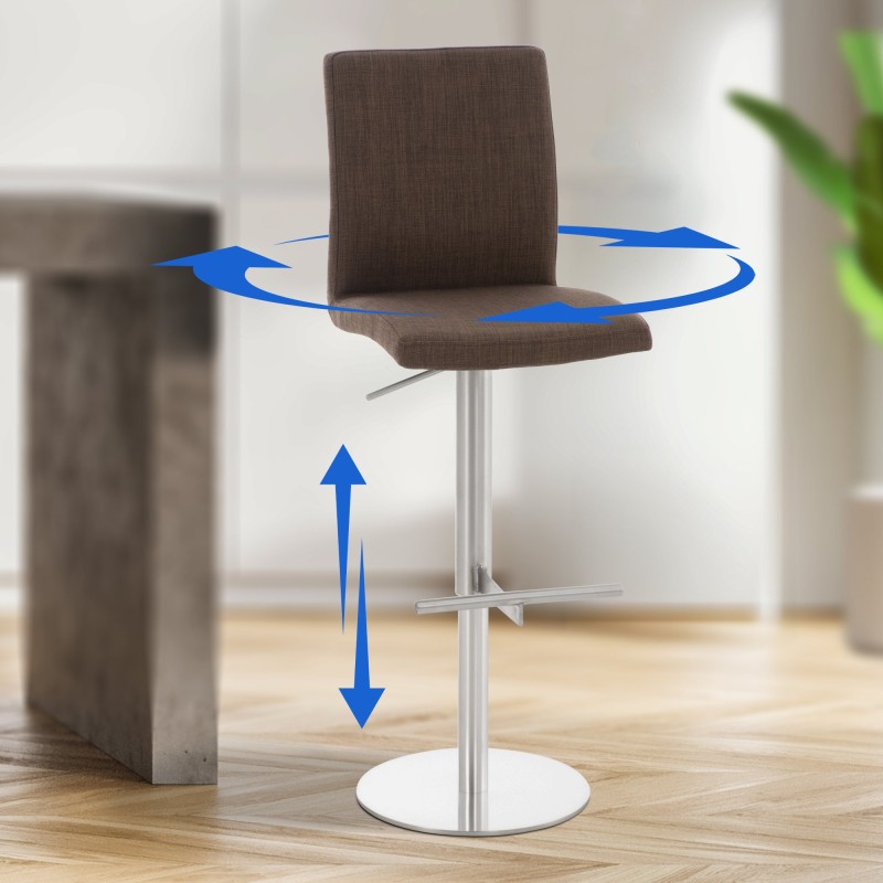 Cadiz säädettävä kankainen baarijakkara pyörivällä istuimella ja jalkatuella