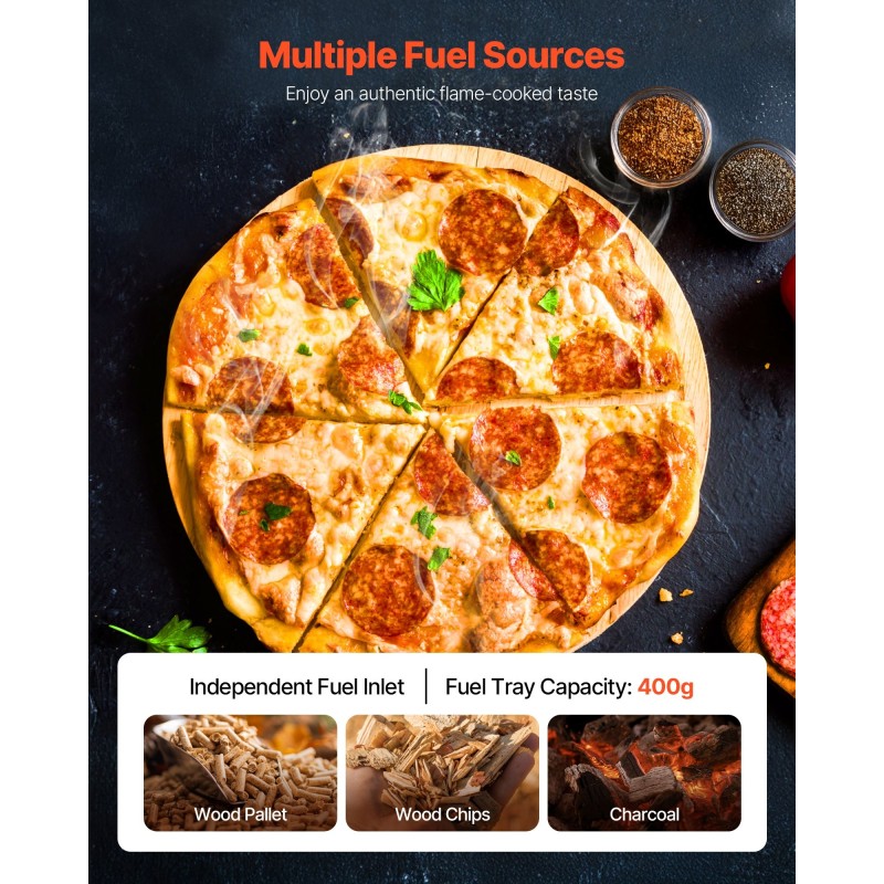 Ulkopizzauuni rautainen kaksitoista tuuman pellettikäyttöinen musta kantolaukulla