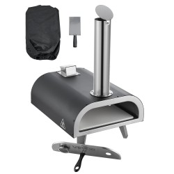 Ulkopizzauuni rautainen kaksitoista tuuman pellettikäyttöinen musta kantolaukulla