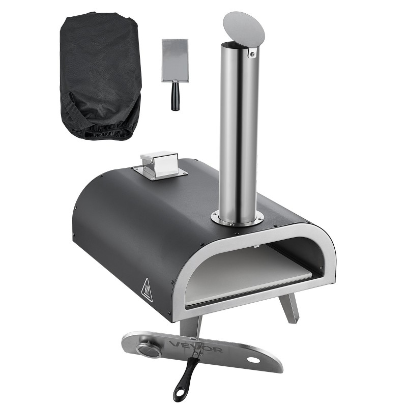 Ulkopizzauuni rautainen kaksitoista tuuman pellettikäyttöinen musta kantolaukulla