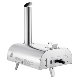 Pizzauuni ulkokäyttöön 12 tuumaa pelletillä ja puulla ruostumatonta terästä sisäänrakennetulla lämpömittarilla