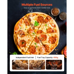 Pizzauuni ulkokäyttöön 12 tuumaa pelletillä ja puulla ruostumatonta terästä sisäänrakennetulla lämpömittarilla