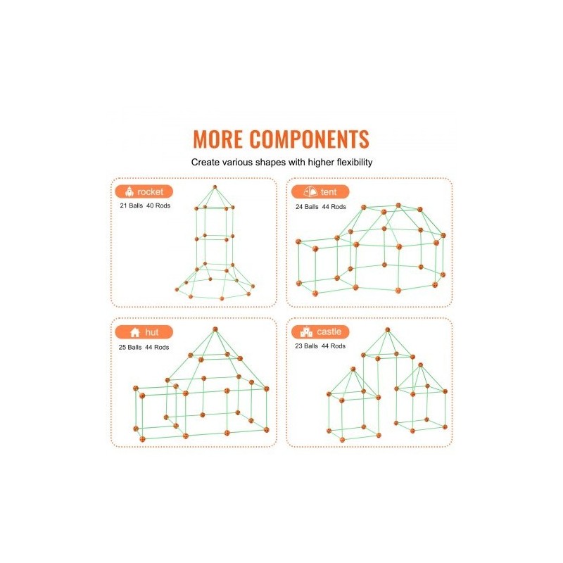 Rakennussarja 85 osaa lapsille pimeässä hohtavat 55 sauvaa 30 palloa