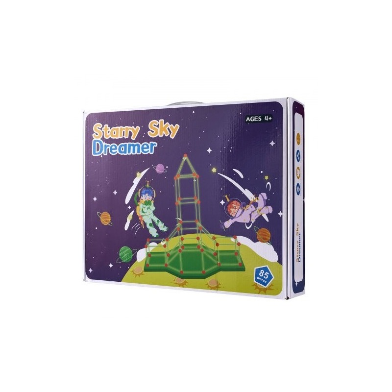 Rakennussarja 85 osaa lapsille pimeässä hohtavat 55 sauvaa 30 palloa