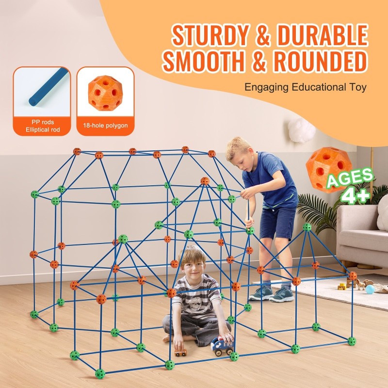 Rakennussarja lapsille 180 osaa 120 tankoa 60 palloa turvallinen materiaali