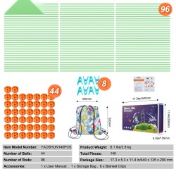 Linnarakennussarja 140 osaa 96 hohtavia tikkuja 44 palloa opettava lelu