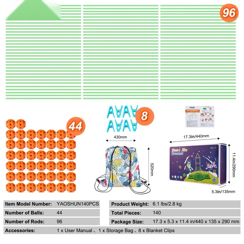 Linnarakennussarja 140 osaa 96 hohtavia tikkuja 44 palloa opettava lelu