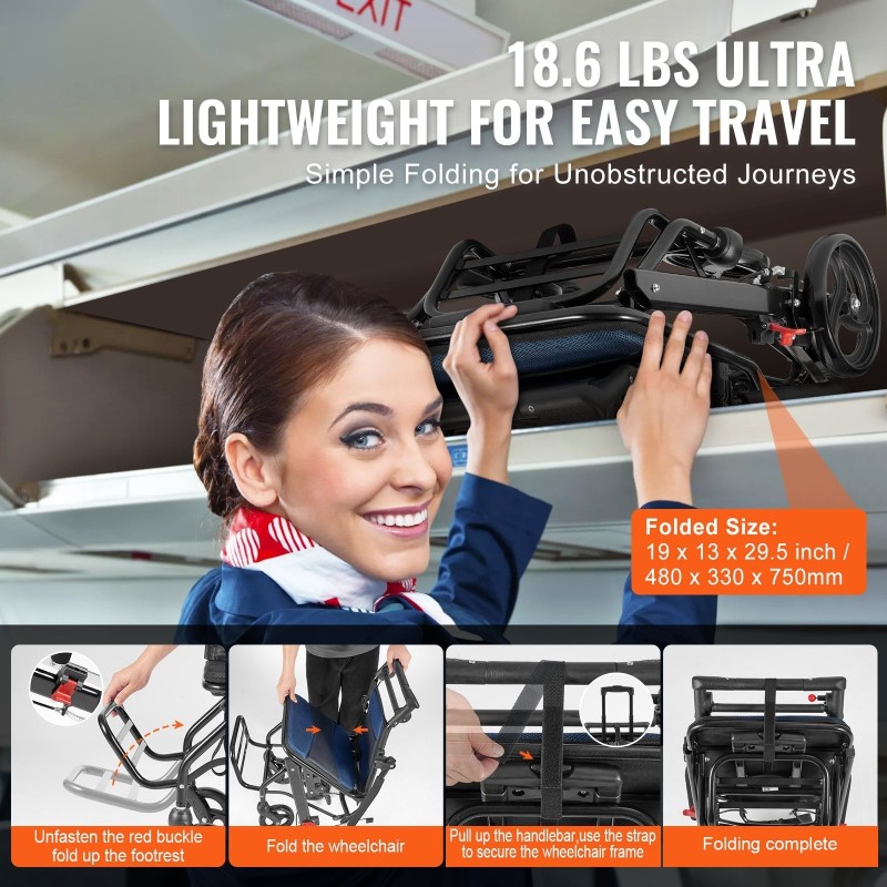 Kuljetuspyörätuoli alumiiniseosrunko taittuva 40 cm istuinleveys 99,8 kg