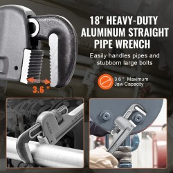 Putkiavain 18-tuumainen alumiiniseos säädettävällä kromi-vanadiiniteräsleukalla ja H-muotoisella kahvalla