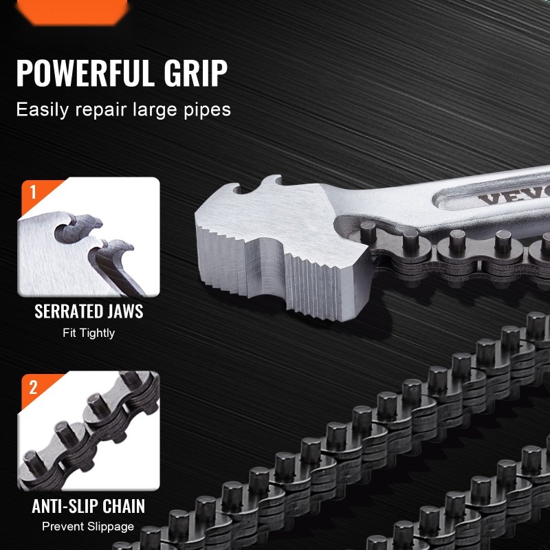 Ketjuputkiavain CRV-teräs alumiiniseos 48-tuumainen 13,4 tuuman halkaisijakapasiteetti putkiasennuksiin