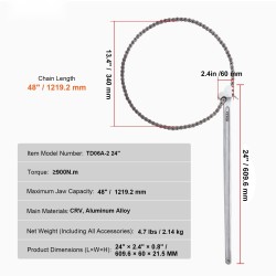 Ketjuputkiavain CRV-teräs alumiiniseos 48-tuumainen 13,4 tuuman halkaisijakapasiteetti putkiasennuksiin