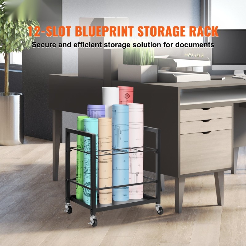 Metallinen piirustusteline 12 lokeroa lukittavilla pyörillä lokeroiden koko 90×90 mm