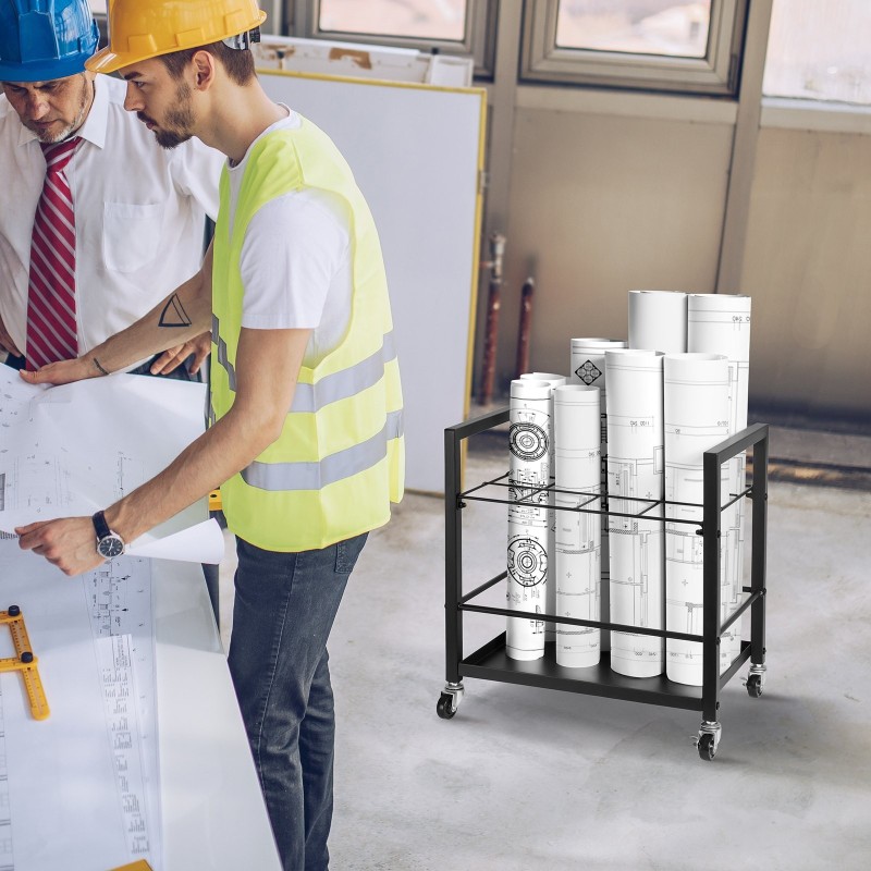 Metallinen piirustusteline 12 lokeroa lukittavilla pyörillä lokeroiden koko 90×90 mm