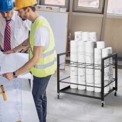 Metallinen piirustusteline 20 lokeroa 90×90 mm neljällä pyörällä joista kaksi lukittavaa