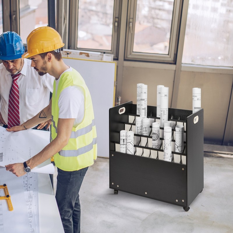 Piirustusteline viisikymmentä lokeroa MDF ja lastulevy siirrettävä pyörillä