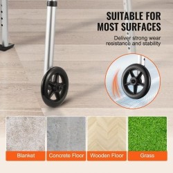 Taittuva alumiininen kävelyteline korkeussäädöllä 775–955 mm 5-tuumaisten etupyörien kantavuus 350 paunaa