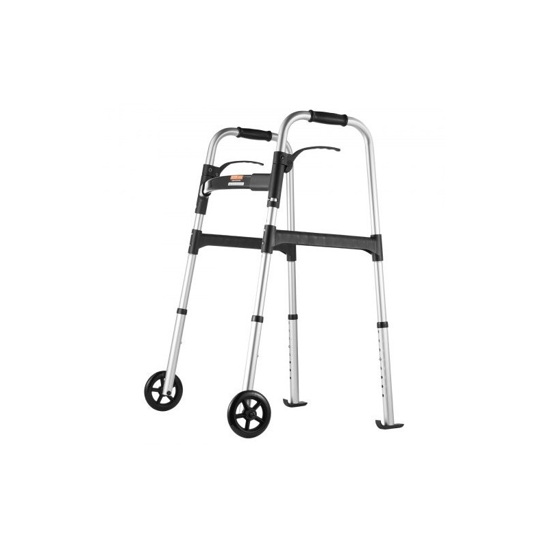 Taittuva alumiininen kävelyteline korkeussäädöllä 775–955 mm 5-tuumaisten etupyörien kantavuus 350 paunaa