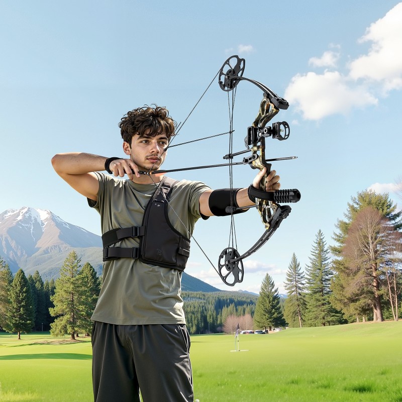 Yhdistelmäjousipaketti musta säädettävä vetopituus 19–30 tuumaa vetojäykkyys 19–70 paunaa oikeakätinen