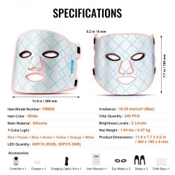 LED-valoterapia-naamio silikoni kasvoille seitsemänvärinen 850 nm lähi-infrapunavalo johdoton