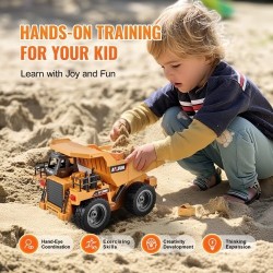 Kauko-ohjattava kippiauto mittakaava 1:18 9-kanavainen metallinen ohjaamo muovinen lava 2 ladattavaa akkua