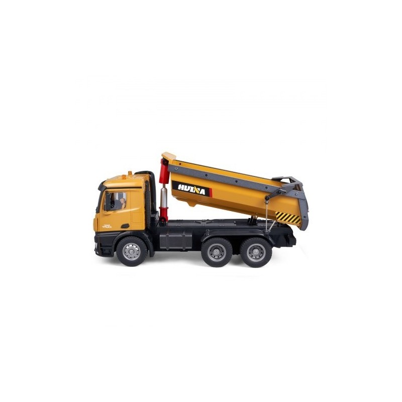 Radio-ohjattava kippiauto 1:14 muovi sinkkiseos 10 kanavaa 2 ladattavaa akkua työmaaleikkeihin