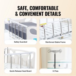 Sairaalasänky täyssähköinen kolmitoiminen patja 1920x820 mm 200 kg kantavuus infuusioteline lukittavat pyörät
