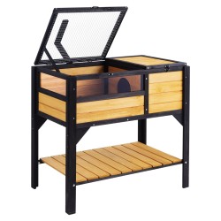 Puunen kilpikonnien terraario setripuu sisä ja ulkokäyttöön korkeilla jaloilla valaisintelineellä