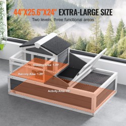 Puinen kilpikonna-aitaus seetripuusta 112 x 65 x 61 cm kaksitasoinen kolmiosainen