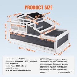 Puinen kilpikonna-aitaus seetripuusta 112 x 65 x 61 cm kaksitasoinen kolmiosainen