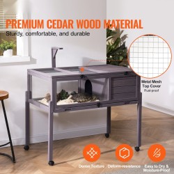 Puinen kilpikonnakoti setripuu 965x610x825 mm sisä- ja ulkokäyttö metalliverkko jalustarunko pyörillä