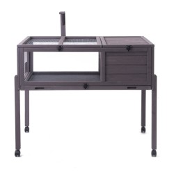 Puinen kilpikonnakoti setripuu 965x610x825 mm sisä- ja ulkokäyttö metalliverkko jalustarunko pyörillä