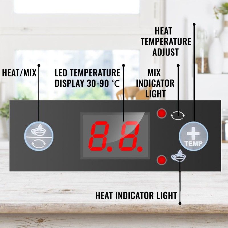 Kuumakaakaokone 10 l ruostumaton teräs PVC LED digitaalinen ohjauspaneeli kahviloihin