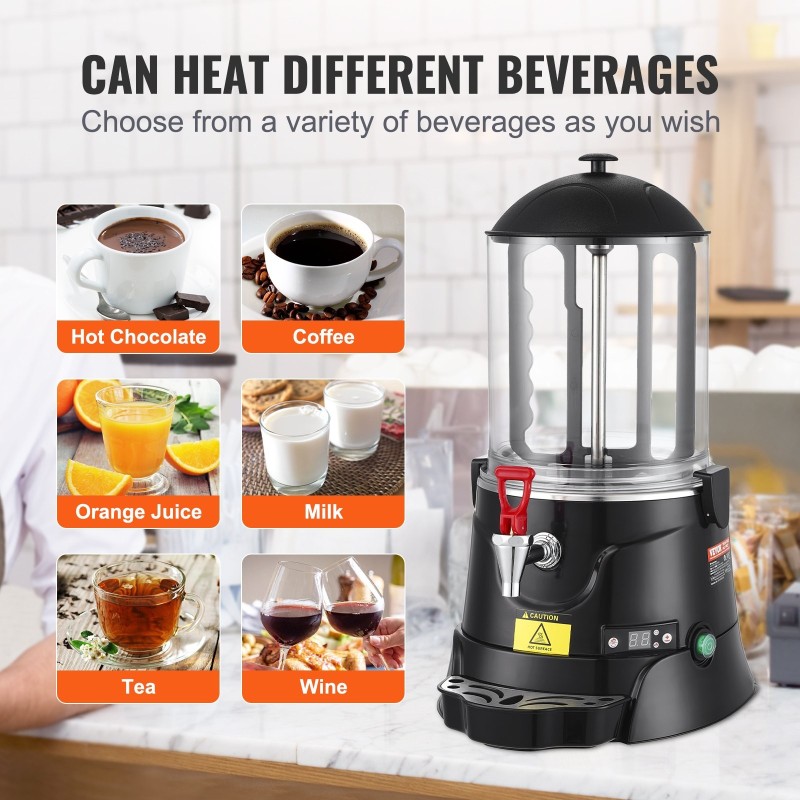 Kuumajuoma-automaatti 10 l ABS-muovinen säiliö 30–90 °C säädettävä lämpötila