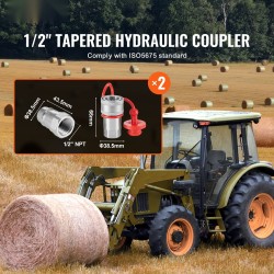 Kapearunkoiset puoli tuuman NPT hydrauliikkaliittimet 2 paria 4 suojatulppaa kromipinnoitettu hiiliteräs