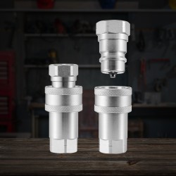 Kapearunkoiset puoli tuuman NPT hydrauliikkaliittimet 2 paria 4 suojatulppaa kromipinnoitettu hiiliteräs