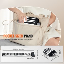 Rullattava 88-koskettiminen silikoninen piano 128 ääntä 128 rytmiä ladattava akku LED-näyttö MIDI-toiminto