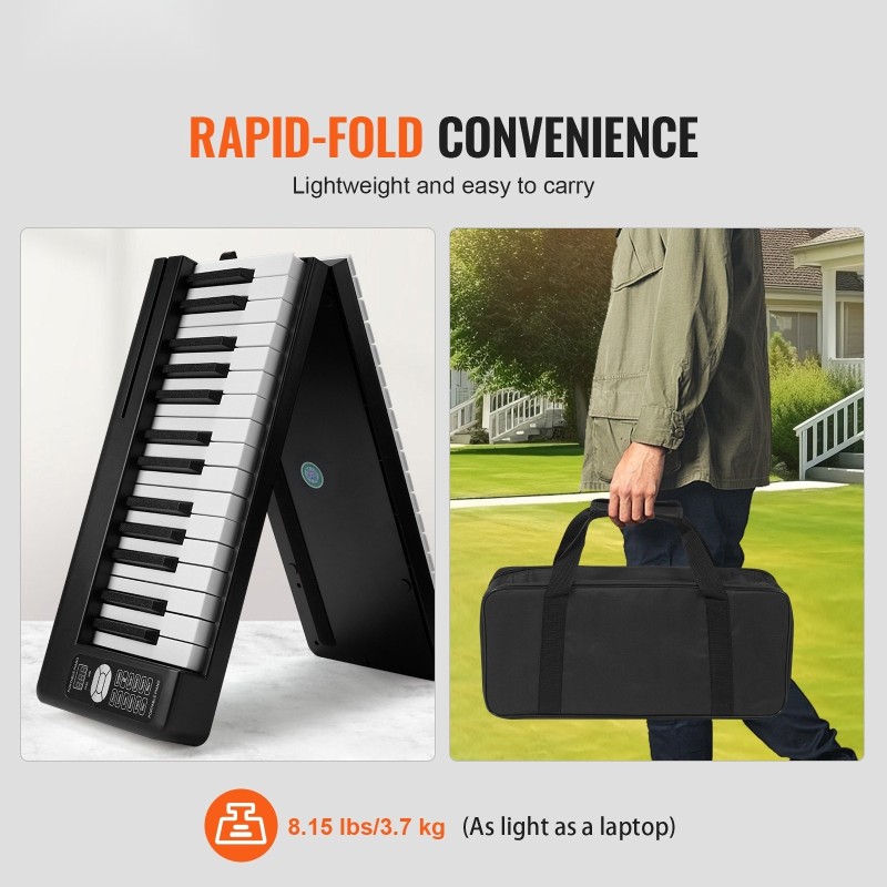 61-koskettiminen taitettava kosketinsoitin ladattava akku Bluetooth MIDI sustain-pedaali LED-valot