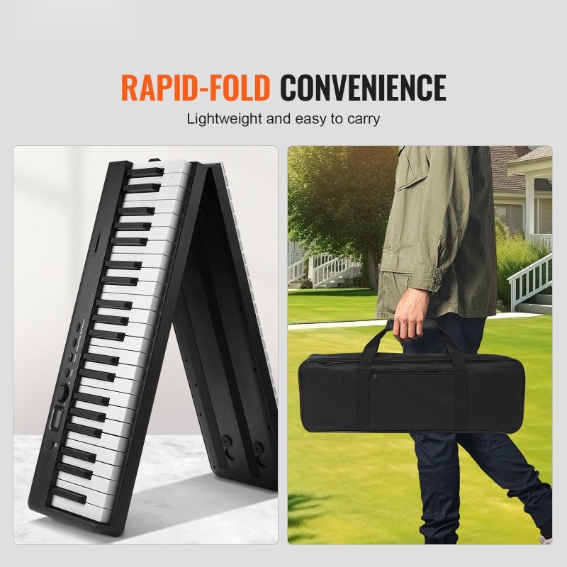 Taitettava digitaalipiano 88 kosketinta kosketusherkät koskettimet Bluetooth ja MIDI ladattava akku