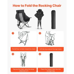 Taitettava lämmitettävä keinuva leirintuoli suurikokoinen puuvillapehmusteinen teräsrunko kolmiportainen lämmitys