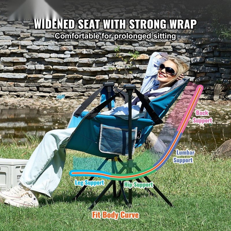 Seosterunkoinen retkituoli 600D kangas säädettävällä selkänojalla pehmustettu niskatuki 136 kg kantavuus