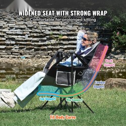 Taitettava retkituoli seosmetallirunko 136 kg kantavuus säädettävä selkänoja hengittävä verkkotäyte mukiteline