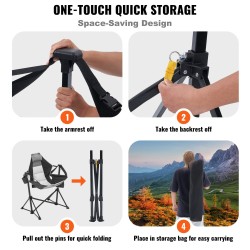 Taitettava retkituoli seosmetallirunko 136 kg kantavuus säädettävä selkänoja hengittävä verkkotäyte mukiteline