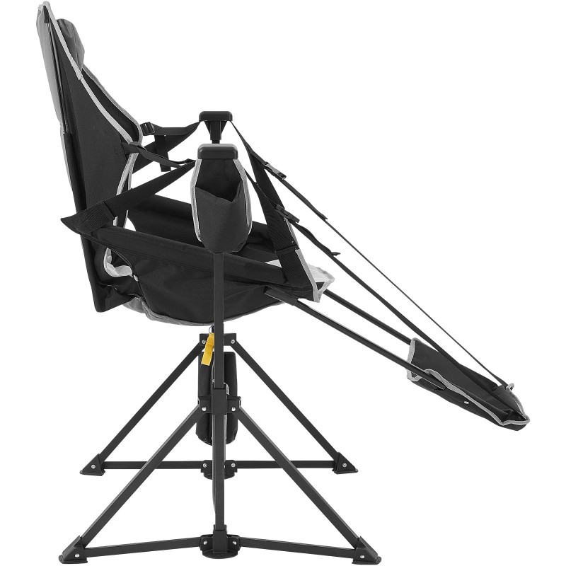 Säädettävä retkituoli musta seosteräsrunko 600D kestävä kangas hengittävä verkkotoppaus 136 kg kantavuus