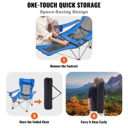 Retkituoli seosteräs verkkokangas 4-portainen selkänoja irrotettava jalkatuki 150 kg kantavuus