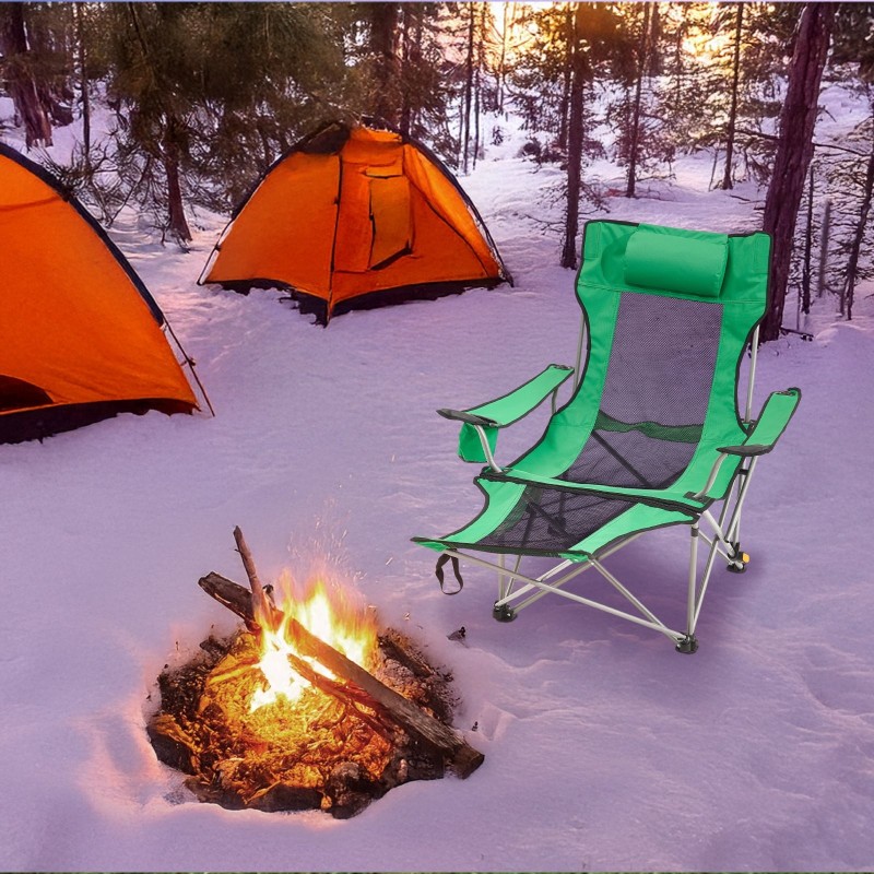 Säädettävä leirintätuoli seosteräsrunko 600D kangas 330 paunan kantavuus irrotettava jalkatuki pehmustettu niskatuki