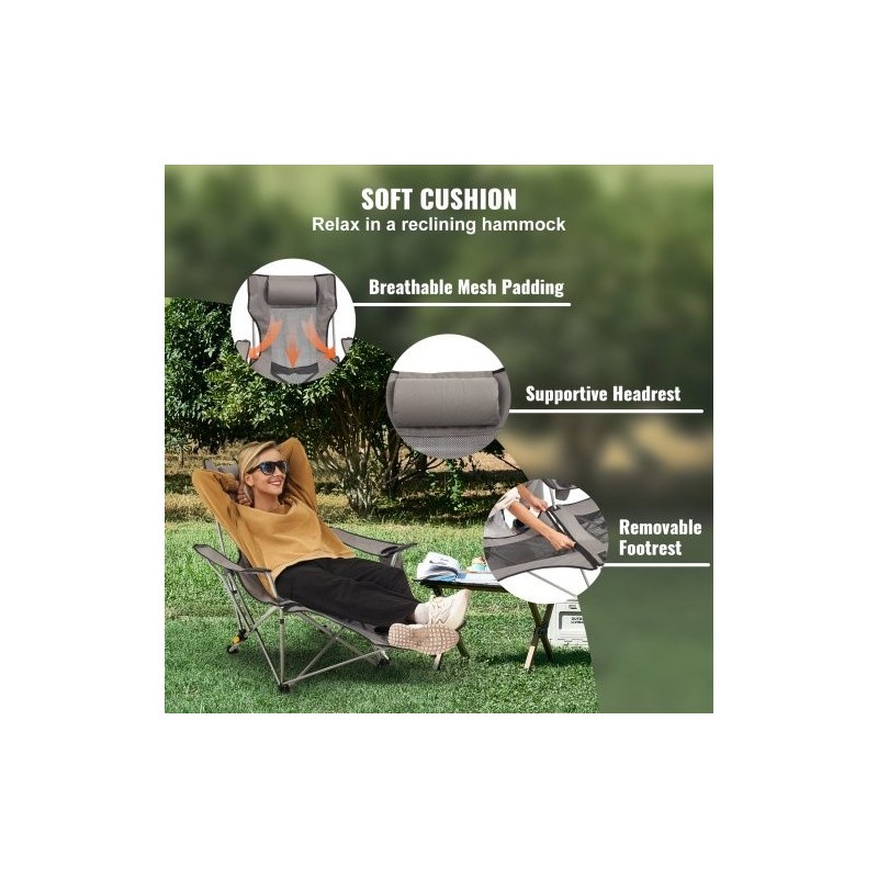 Taittuva retkituoli seosteräsrunko verkkokangas neliasentoinen selkänoja irrotettava jalkatuki niskatyyny