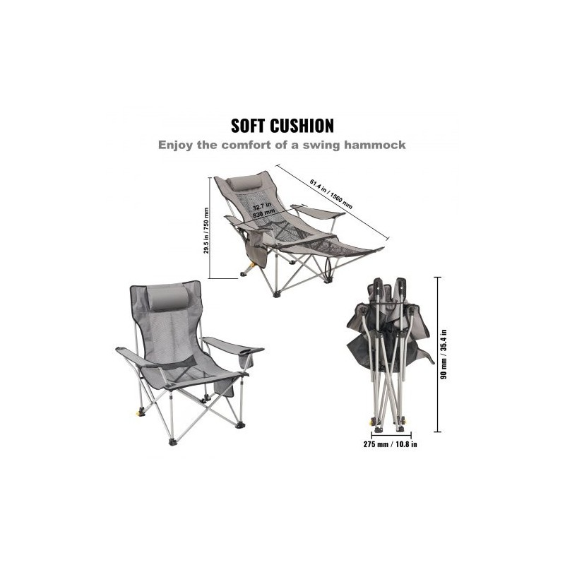 Taittuva retkituoli seosteräsrunko verkkokangas neliasentoinen selkänoja irrotettava jalkatuki niskatyyny