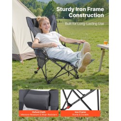 Lepotuoli rautarunkoinen verkkokangas ja Oxford-kangas 4-portainen irrotettava jalkatuki harmaa