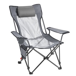 Lepotuoli rautarunkoinen verkkokangas ja Oxford-kangas 4-portainen irrotettava jalkatuki harmaa